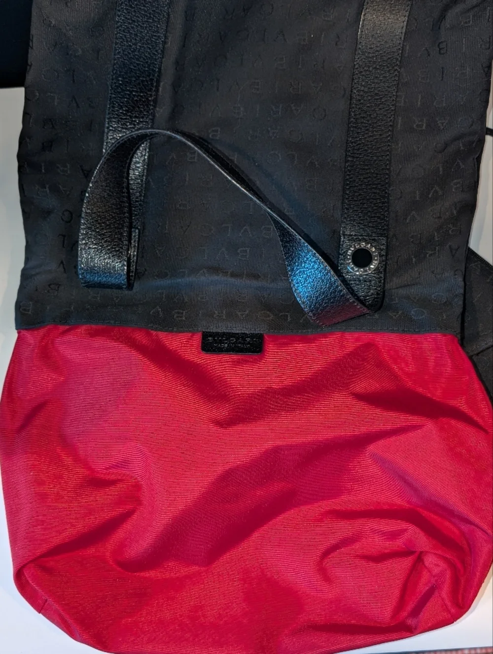 Bvlgari Logo Mania Black Canvas Satchel with Pochette